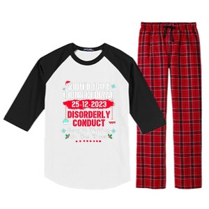 Christmas North Pole Correctional Disorderly Conduct Caught Elves Xmas Gift Raglan Sleeve Pajama Set