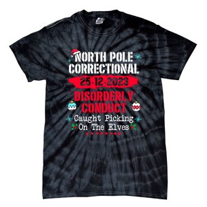 Christmas North Pole Correctional Disorderly Conduct Caught Elves Xmas Gift Tie-Dye T-Shirt