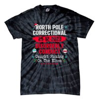 Christmas North Pole Correctional Disorderly Conduct Caught Elves Xmas Gift Tie-Dye T-Shirt