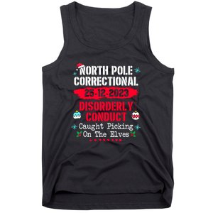 Christmas North Pole Correctional Disorderly Conduct Caught Elves Xmas Gift Tank Top