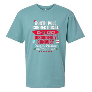 Christmas North Pole Correctional Disorderly Conduct Caught Elves Xmas Gift Sueded Cloud Jersey T-Shirt