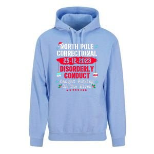 Christmas North Pole Correctional Disorderly Conduct Caught Elves Xmas Gift Unisex Surf Hoodie