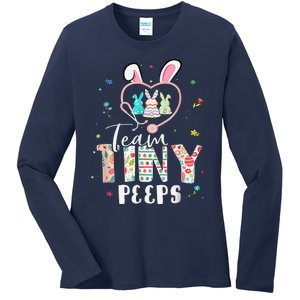 Cute NICU PICU L&D Nurse Easter Day Stethoscope Cute Bunny Ladies Long Sleeve Shirt