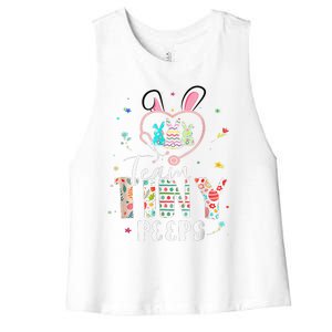 Cute NICU PICU L&D Nurse Easter Day Stethoscope Cute Bunny Women's Racerback Cropped Tank