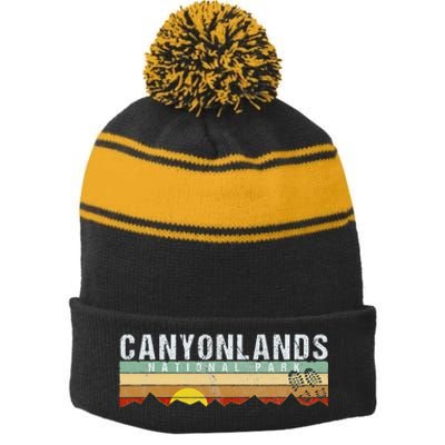 Canyonlands National Park Utah Camping Hiking Stripe Pom Pom Beanie