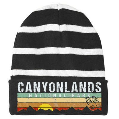 Canyonlands National Park Utah Camping Hiking Striped Beanie with Solid Band