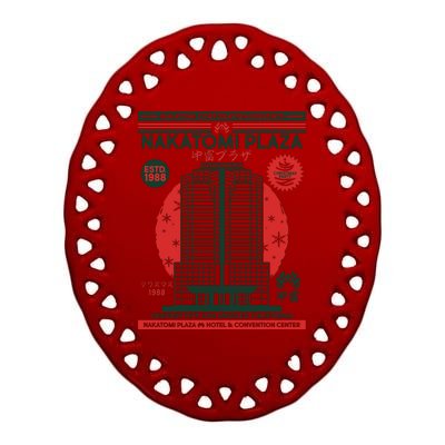 Classic Nakatomi Plaza Christmas Party Flyer Poster Ceramic Oval Ornament