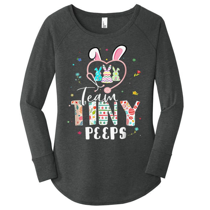 Cute NICU PICU L&D Nurse Easter Day Stethoscope Cute Bunny Women's Perfect Tri Tunic Long Sleeve Shirt