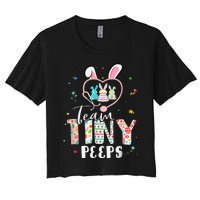 Cute NICU PICU L&D Nurse Easter Day Stethoscope Cute Bunny Women's Crop Top Tee