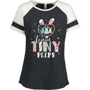 Cute NICU PICU L&D Nurse Easter Day Stethoscope Cute Bunny Enza Ladies Jersey Colorblock Tee