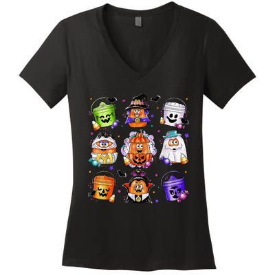 Chicken Nuggets Pumpkin Halloween 90S Vintage Women's V-Neck T-Shirt