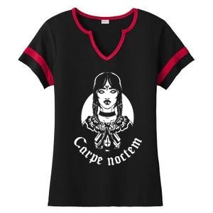 Carpe Noctem Pagan Atheist Magic Goddess Gothic Witchcraft Ladies Halftime Notch Neck Tee