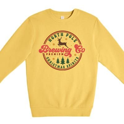 Christmas North Pole Brewing Co Premium Christmas Spirits Label Premium Crewneck Sweatshirt