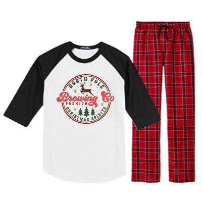 Christmas North Pole Brewing Co Premium Christmas Spirits Label Raglan Sleeve Pajama Set