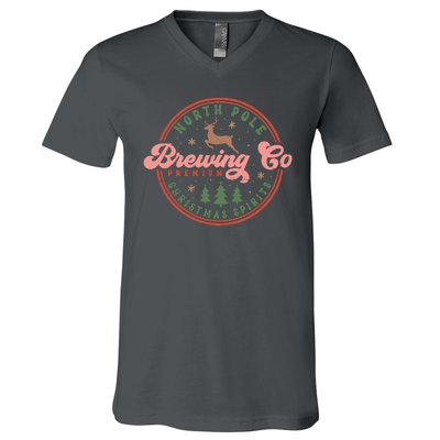 Christmas North Pole Brewing Co Premium Christmas Spirits Label V-Neck T-Shirt