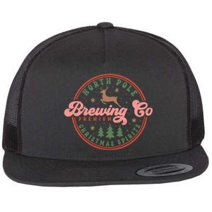 Christmas North Pole Brewing Co Premium Christmas Spirits Label Flat Bill Trucker Hat