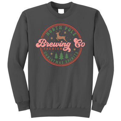 Christmas North Pole Brewing Co Premium Christmas Spirits Label Tall Sweatshirt