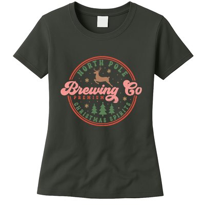 Christmas North Pole Brewing Co Premium Christmas Spirits Label Womens T-Shirt