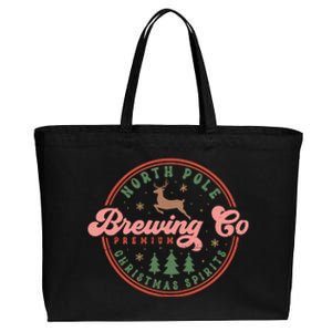 Christmas North Pole Brewing Co Premium Christmas Spirits Label Cotton Canvas Jumbo Tote