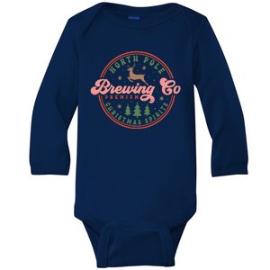 Christmas North Pole Brewing Co Premium Christmas Spirits Label Baby Long Sleeve Bodysuit