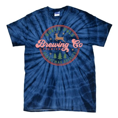 Christmas North Pole Brewing Co Premium Christmas Spirits Label Tie-Dye T-Shirt