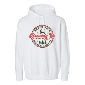 Christmas North Pole Brewing Co Premium Christmas Spirits Label Garment-Dyed Fleece Hoodie