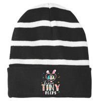 Cute NICU PICU L&D Nurse Easter Day Cute Bunny Striped Beanie with Solid Band