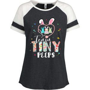 Cute NICU PICU L&D Nurse Easter Day Cute Bunny Enza Ladies Jersey Colorblock Tee