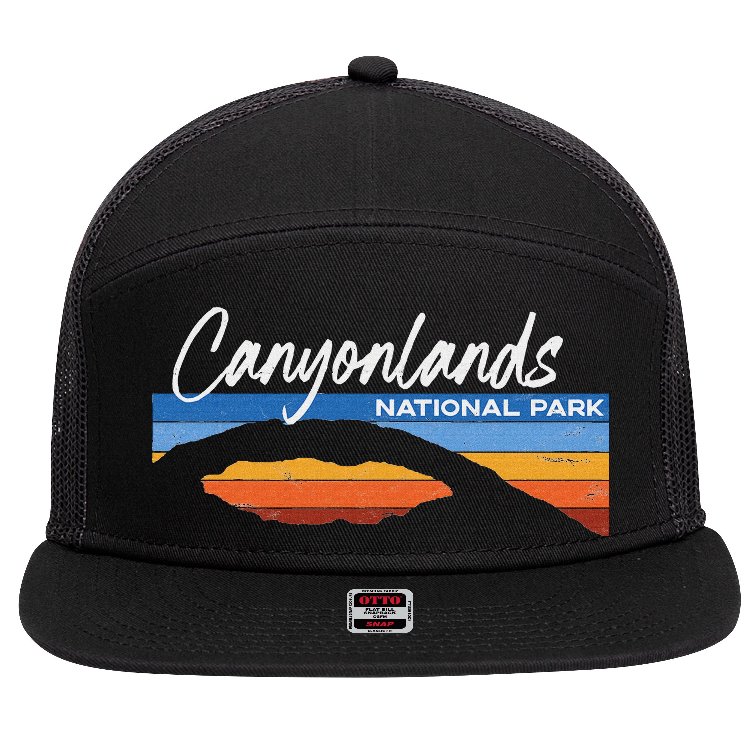 Canyonlands National Park Moab Utah Vacation Retro Ut 7 Panel Mesh Trucker Snapback Hat
