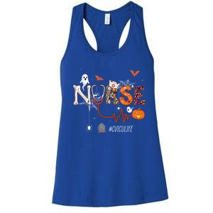 Cvicu Nurse Pumpkin Halloween Cardiovascular Icu Nursing Gift Women's Racerback Tank