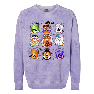 Chicken Nuggets Pumpkin Halloween 90S Vintage Colorblast Crewneck Sweatshirt