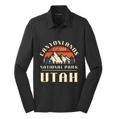 Canyonlands National Park Utah Mountain Hiking Retro Gift Silk Touch Performance Long Sleeve Polo