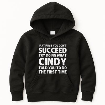 Cindy Name Personalized Funny Christmas Joke If At First You Dont Succeed Kids Hoodie