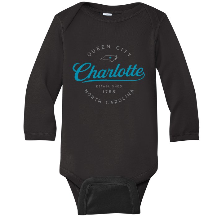 Charlotte Nc Queen City North Carolina Baby Long Sleeve Bodysuit