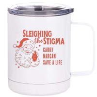 Christmas Narcan Retro Santa Carry Narcan Harm Reduction 12 oz Stainless Steel Tumbler Cup