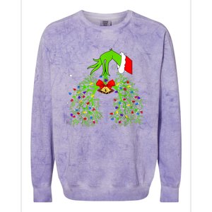 Christmas Nurse Respiratory Therapist Lung Xmas Lights Colorblast Crewneck Sweatshirt