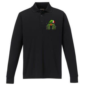 Christmas Nurse Respiratory Therapist Lung Xmas Lights Performance Long Sleeve Polo