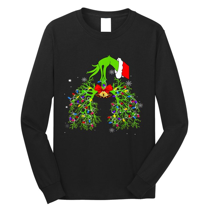 Christmas Nurse Respiratory Therapist Lung Xmas Lights Long Sleeve Shirt