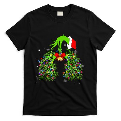 Christmas Nurse Respiratory Therapist Lung Xmas Lights T-Shirt