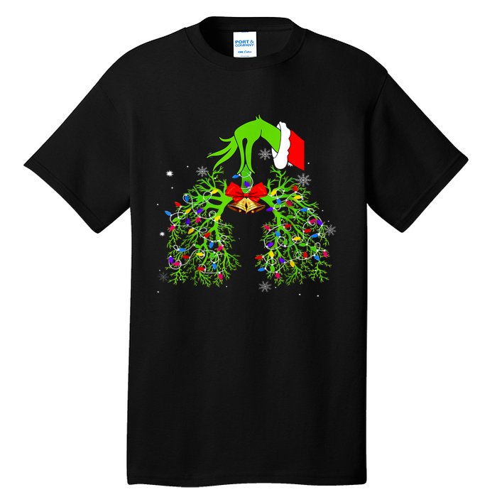 Christmas Nurse Respiratory Therapist Lung Xmas Lights Tall T-Shirt