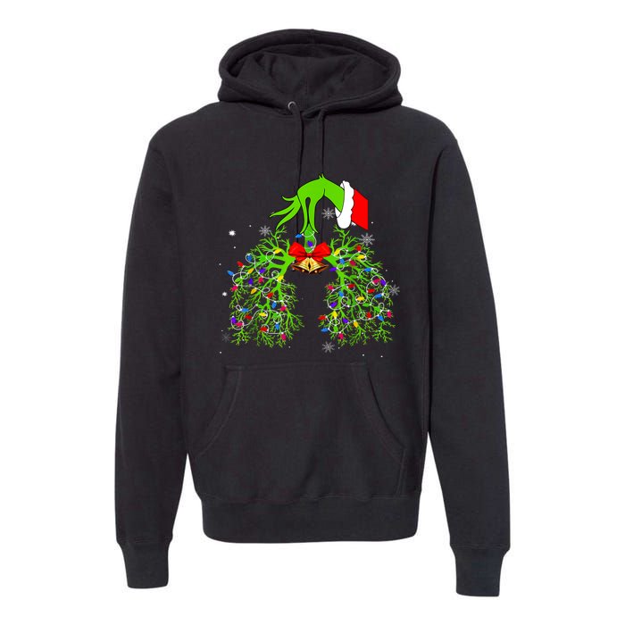 Christmas Nurse Respiratory Therapist Lung Xmas Lights Premium Hoodie