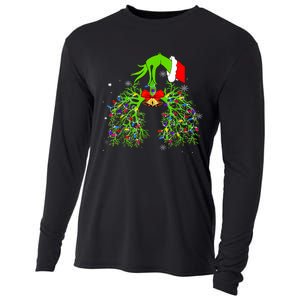 Christmas Nurse Respiratory Therapist Lung Xmas Lights Cooling Performance Long Sleeve Crew