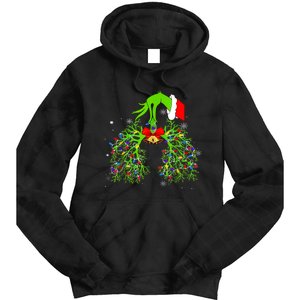 Christmas Nurse Respiratory Therapist Lung Xmas Lights Tie Dye Hoodie