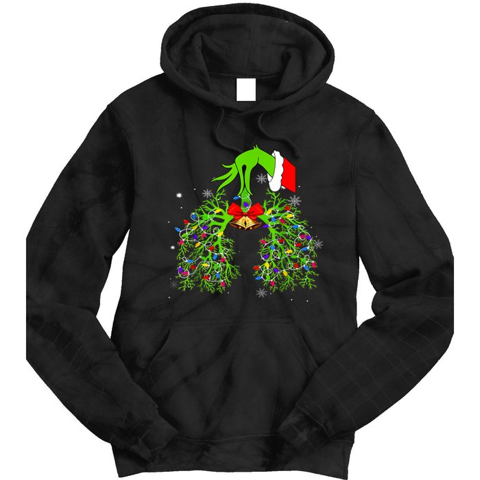 Christmas Nurse Respiratory Therapist Lung Xmas Lights Tie Dye Hoodie