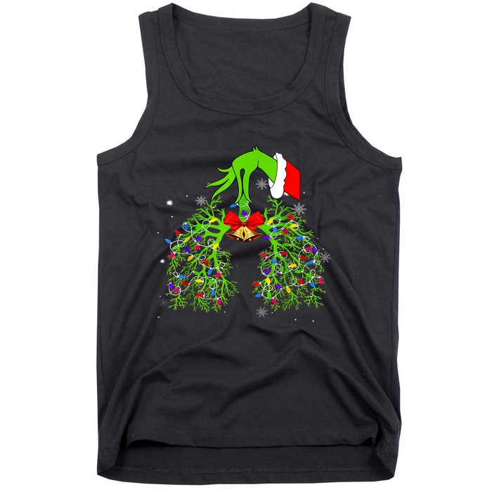 Christmas Nurse Respiratory Therapist Lung Xmas Lights Tank Top