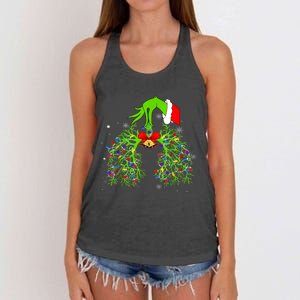 Christmas Nurse Respiratory Therapist Lung Xmas Lights Women's Knotted Racerback Tank