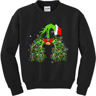 Christmas Nurse Respiratory Therapist Lung Xmas Lights Kids Sweatshirt