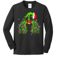 Christmas Nurse Respiratory Therapist Lung Xmas Lights Kids Long Sleeve Shirt