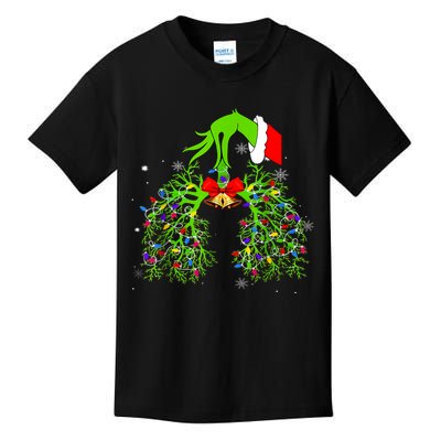 Christmas Nurse Respiratory Therapist Lung Xmas Lights Kids T-Shirt