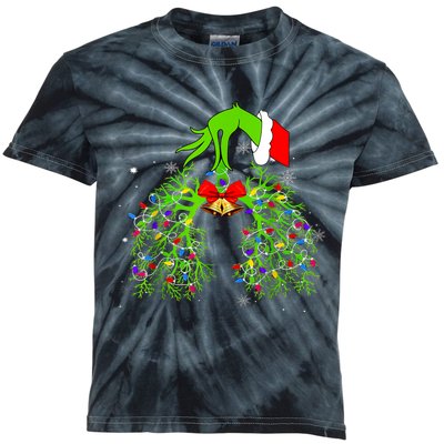 Christmas Nurse Respiratory Therapist Lung Xmas Lights Kids Tie-Dye T-Shirt